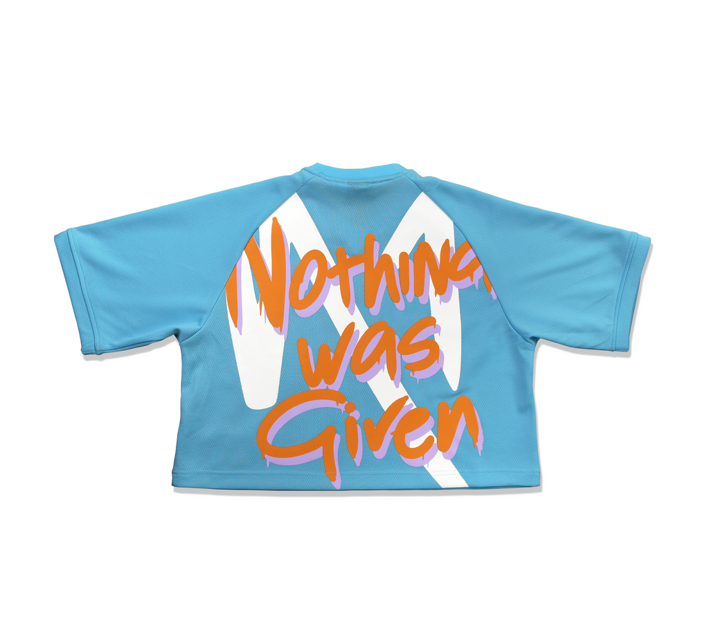 NWG OVERSIZED BOXY MESH CROP JERSEY / BABY BLUE